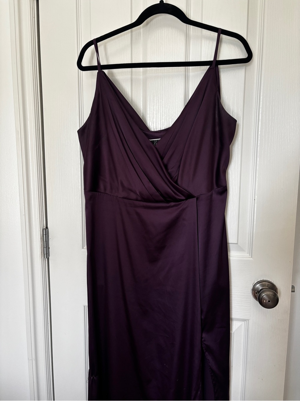 David's Bridal Strapless Spaghetti Strap Dress in Plum
